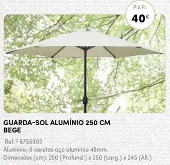 Guarda-Sol Alumínio 250cm Bege