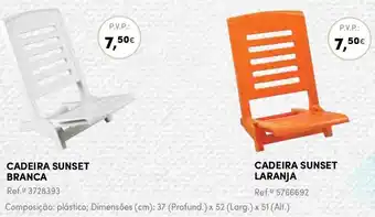Continente Cadeira Sunset Branca/ CAdeira Sunset Laranja 37 x 52 x 51cm promoção
