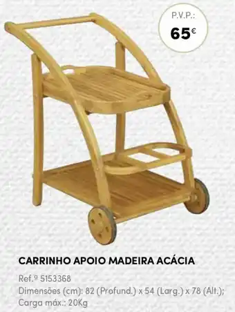 Continente Carrinho Apoio Madeira Acácia 82 x 54 x 78cm 20kg promoção
