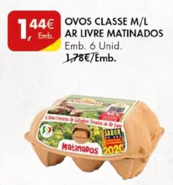 Pingo Doce Ovos Classe M/L Ar Livre Matinados 6 unid. promoção