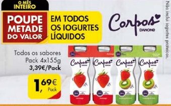 Pingo Doce Iogurtes Líquidos Corpos Danone 4 x 155g promoção