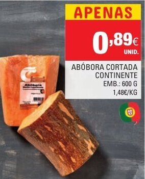 Continente Abóbora Cortada Continente 600g promoção