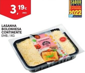 Continente Lasanha Bolonhesa Continente 1kg promoção