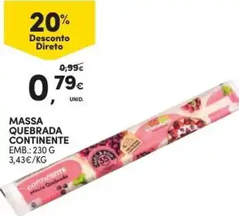 Continente Massa Quebrada Continente 230g promoção
