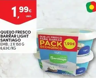 Continente Queijo Fresco Barrar Light Santiago 2 x 150g promoção