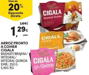 Continente Arroz Pronto a Comer Cigala 250g promoção