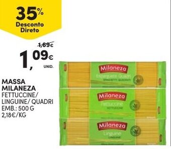 Continente Massa Milaneza 500g promoção