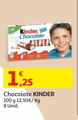 Auchan Chocolate kinder:tipo 8 100g promoção