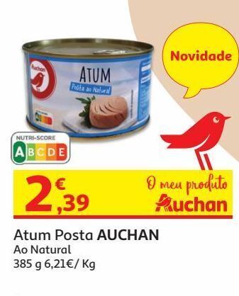 Auchan Atum posta auchan:ao natural 385(270)g promoção
