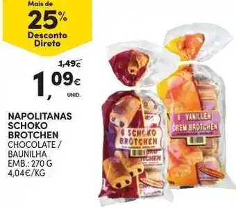 Continente Napolitanas Schoko Brotchen Chocolate/Baunilha 270g promoção