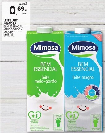 Continente Leite UHT Mimosa 1L promoção
