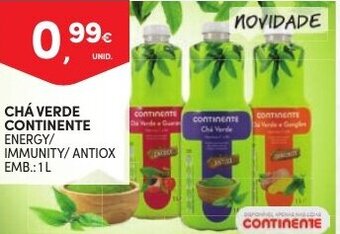 Continente Chá Verde Continente 1L promoção