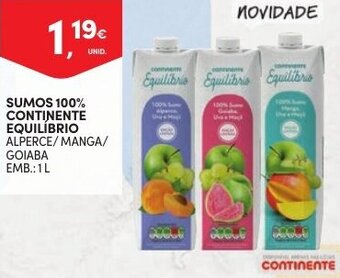Continente Sumos 100% Continente Equilíbrio 1L promoção