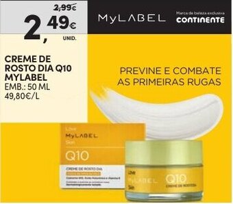Continente Creme de Rosto Dia Q10 Mylabel 50ml promoção