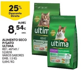 Continente Alimento Seco P/Gato Ultima 1,5kg promoção