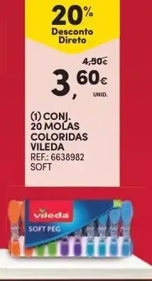 Continente Conj. 20 Molas Coloridas Vileda Soft promoção