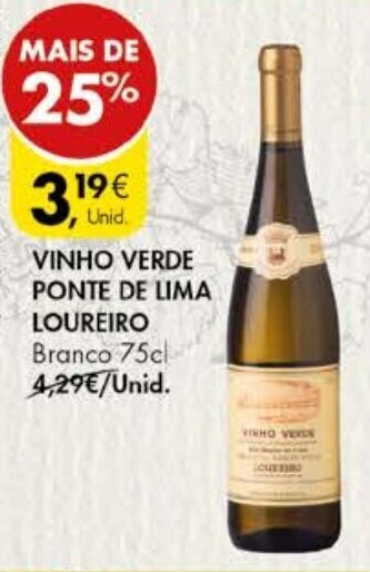 Pingo Doce Vinho Verde Ponte de Lima Loureiro 75cl promoção