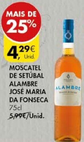 Pingo Doce Moscatel de Setubal Alambre José Maria da Fonseca 75cl promoção
