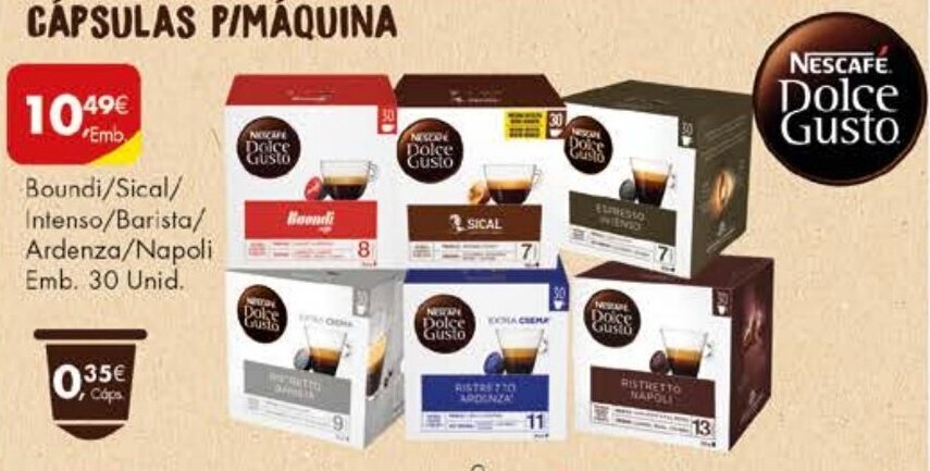 Pingo Doce Nescafé Dolce Gusto Boundi / Sical / Intenso / Barista / Ardenza / Napoli 30 unid. promoção