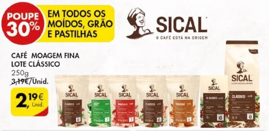 Pingo Doce Sical Café Moagem Fina Lote Clássico 250g promoção