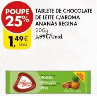 Pingo Doce Tablete de Chocolate de Leite c/Aroma Ananás Regina 200g promoção