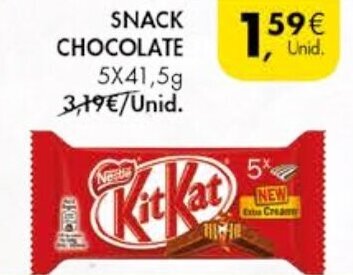 Pingo Doce Snack Chocolate Nestlé Kitkat 5 x 41,5g promoção