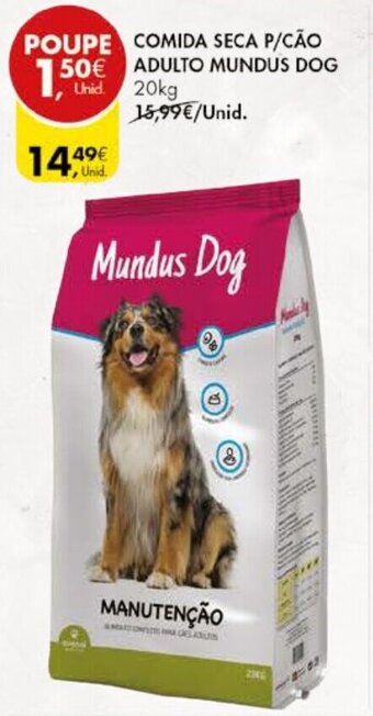 Pingo Doce Comida Seca P/Cão Adulto Mundus Dog 20kg promoção