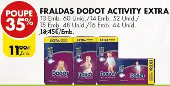 Pingo Doce Fraldas Dodot Activity Extra T3 60 Unid/ T4 52Unid/ T5 48 Unid/ T6 44 Unid promoção