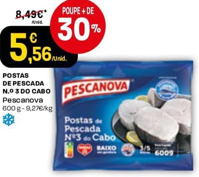 Intermarché Postas de Pescada N.° 3 do Cabo Pescanova 600g promoção