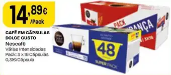 Intermarché Café em Cápsulas Dolce Gusto Nescafé 3 x 16 Cápsulas promoção