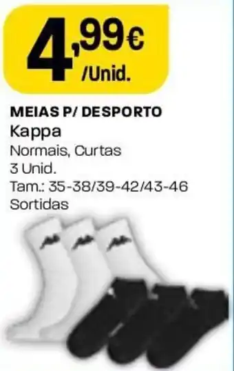 Meias p/Desporto Kappa 35-38 / 39-42 / 43-46 3 unid.