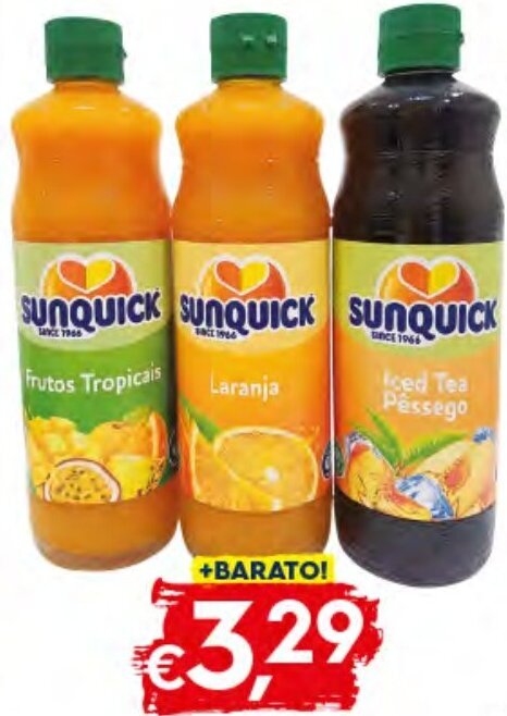 Bolama Concentrado Sunquick Iced Tea Pêssego F. Tropicais Laranja 0,70lt promoção