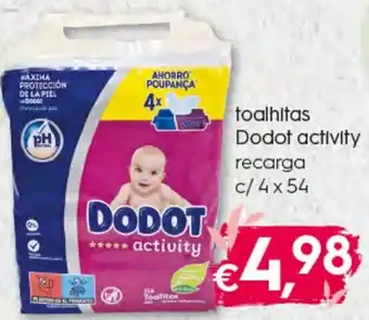 Bolama Toalhitas Dodot Activity Recarga c/4 x 54 promoção