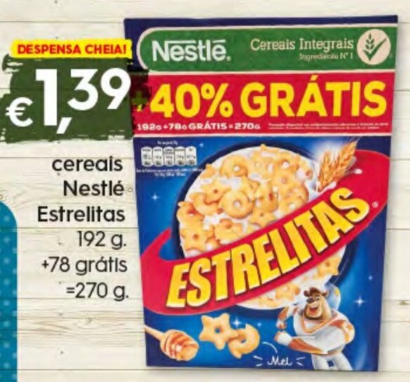 Bolama Cereais Nestlé Estrelitas 192g +78g promoção
