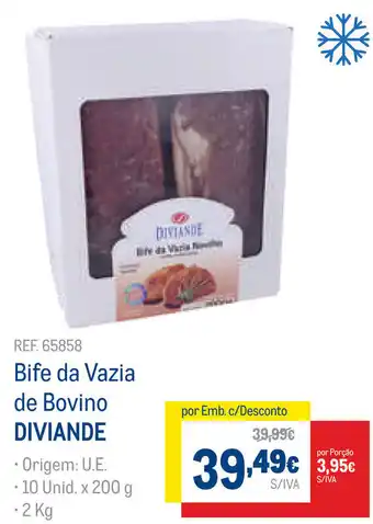 Bife da Vizia de Bovino Diviande 10 Unid x 200g