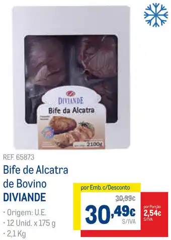 Makro Bife de Alcatra de Bovino Diviande 12 Unid x 175g promoção
