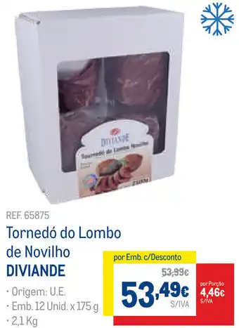 Makro Tornedó do Lombo de Novilho Diviande 12 Unid x 175g promoção
