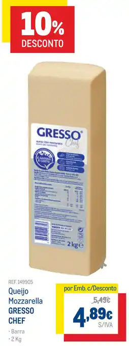Makro Queijo Mozzarella Gresso Chef 2kg promoção