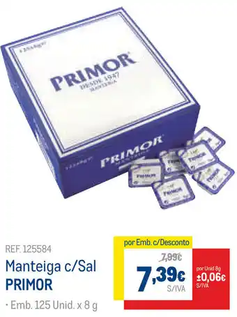 Makro Manteiga c/ Sal Primor 125 Unid x 8g promoção