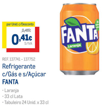 Makro Refrigerante C/Gás e s/ Açúcar Fanta 33cl Late promoção