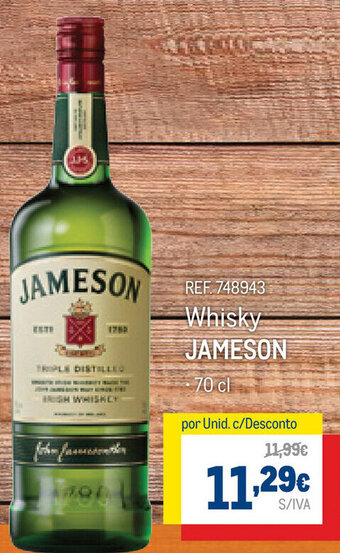 Makro Whisky Jameson 70cl promoção