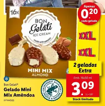 Lidl Bon Gelati Gelado Mini Mix Amêndoa 16 +2 x 50ml promoção