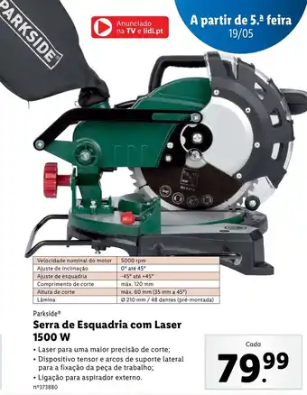 Lidl Parkside Serra de Esquardria com Laser 1500W promoção