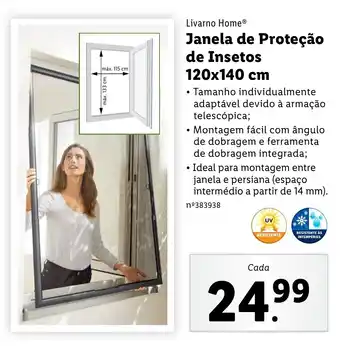 Lidl Livarno Home Janela de Proteção de Insetos 120 x 140cm promoção
