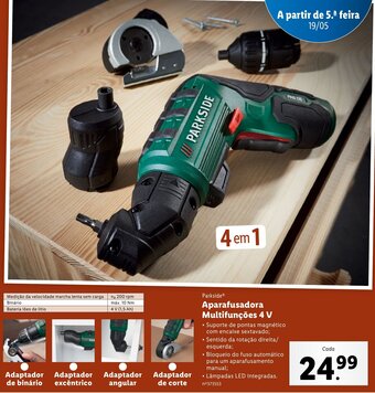 Lidl Parkside Aparafusadora Multifunções 4V promoção