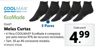 Lidl Crivit Meias Curtas 5 pares promoção