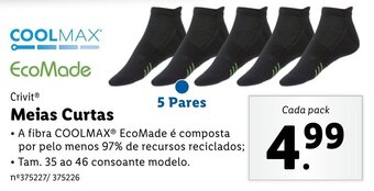 Lidl Crivit Meias Curtas 5 pares promoção