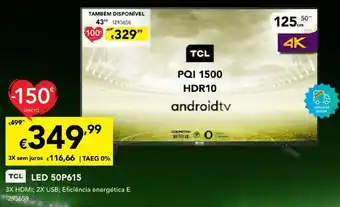 Radio Popular TCL LED 50P615 promoção