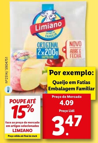 Lidl Limiano Queijo em Fatias Embalagem Familiar promoção