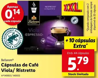 Lidl Bellarom Cápsulas de Café Viola/ Ristretto + 10 Cápsulas Extra promoção